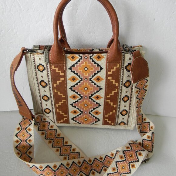 EUC Wrangler Tote Crossbody Aztec Purse Coffee Brown Southwestern Bag COWGIRL - Picture 6 of 10